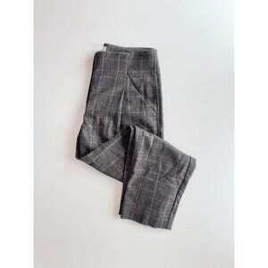 Aritzia WILFRED Chambery Grey Check Wool Cashmere Pleated Trouser Pants, Size 4
